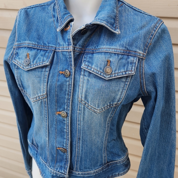 The Limited Blue Denim Button-Front Jean Jacket MEDIUM Like New - Picture 2 of 9